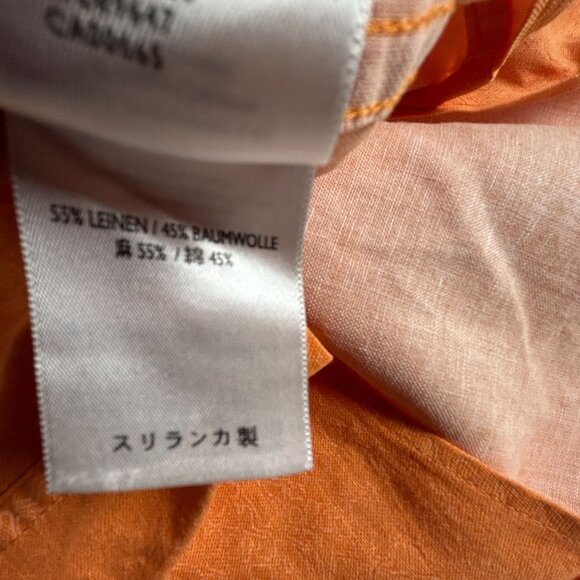 Eddie Bauer Mens Orange Geo Short-Sleeve Button-Up Shirt XL Linen Cotton Outdoor - Picture 5 of 8